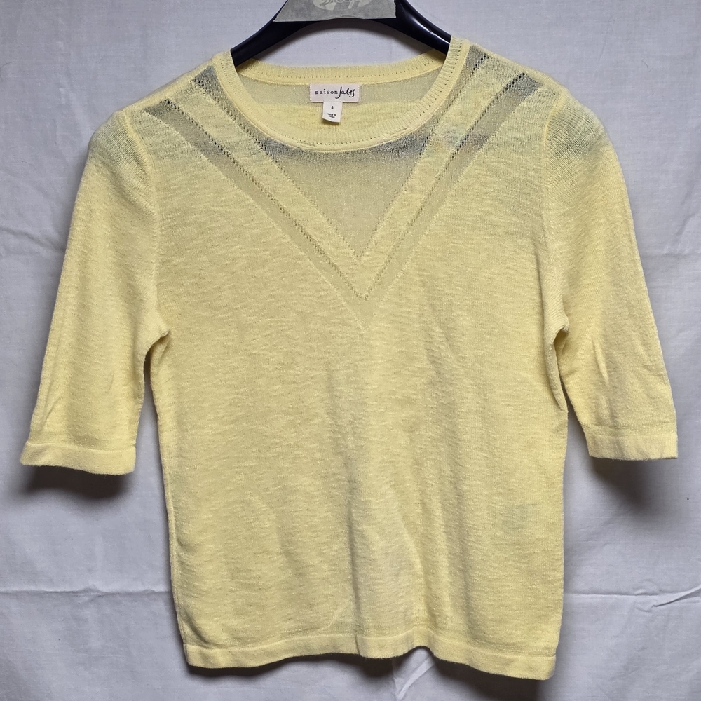 Maison Jules Soft Yellow Long Sleeve Knit Tee